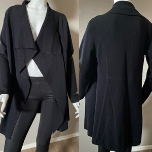 NWOT. EILEEN FISHER Black Linen Open Front Cárdigan/ Long Sweater
